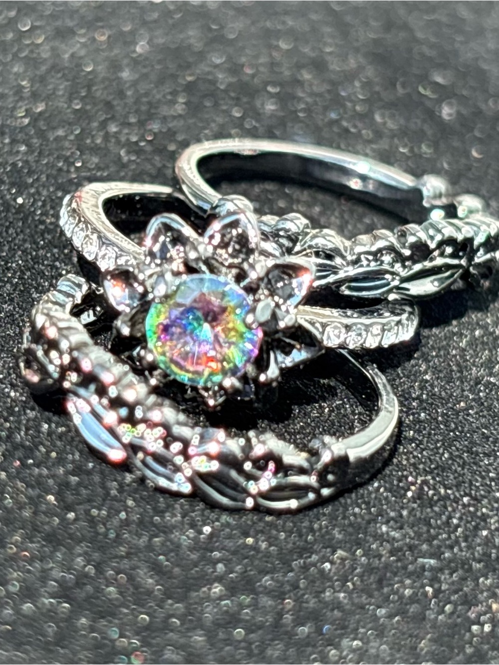 3 PC Mystic Topaz Ring Set